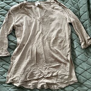Women's Beige V-Neck Top